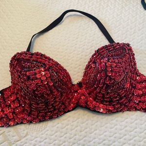 Sequin red bra